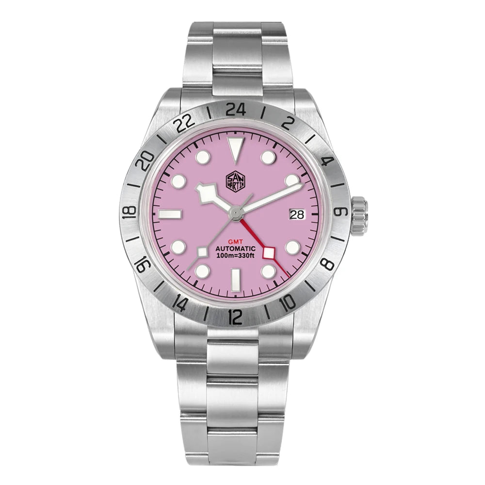 San Martin 39mm Luxury Couple Watches NH34 GMT 316L Stainless Steel Automatic Mechanical Men Watch Gift for boyfriend Sapphire