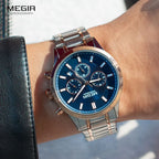 MEGIR Watches for Men 2021 New Chronograph Quartz Watch Luxury Stainless Steel Wristwatch Man Relogios Masculino часы мужские