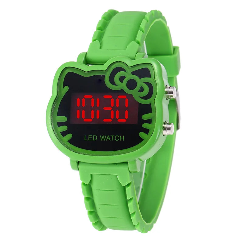 Kids Watches Children's Fashion Watch Girl Cartoon Waterproof Cute KT Cat LED Glowing Child Student Girl Electronic Watch