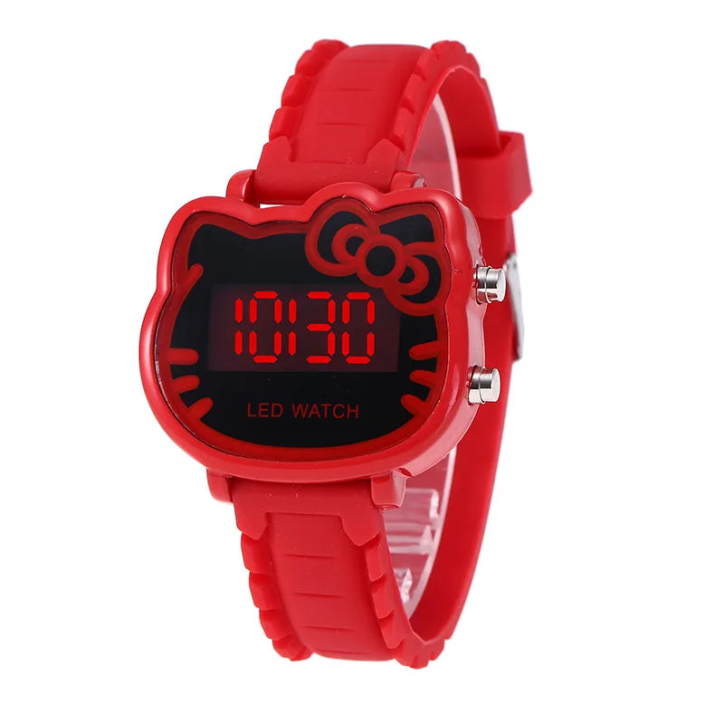 Kids Watches Children's Fashion Watch Girl Cartoon Waterproof Cute KT Cat LED Glowing Child Student Girl Electronic Watch