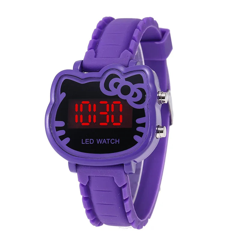 Kids Watches Children's Fashion Watch Girl Cartoon Waterproof Cute KT Cat LED Glowing Child Student Girl Electronic Watch
