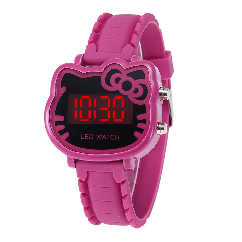 Kids Watches Children's Fashion Watch Girl Cartoon Waterproof Cute KT Cat LED Glowing Child Student Girl Electronic Watch