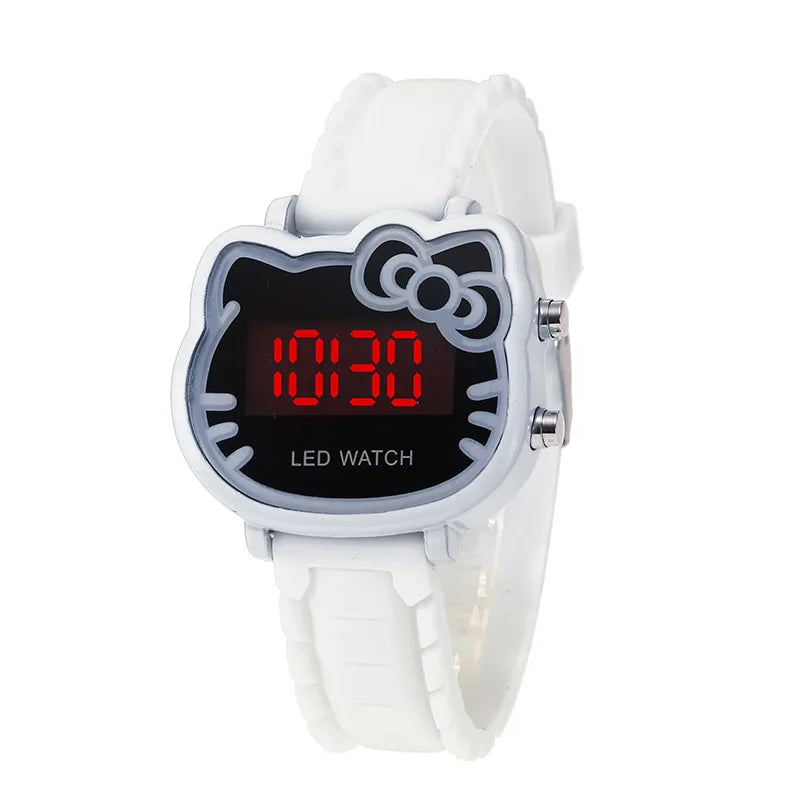 Kids Watches Children's Fashion Watch Girl Cartoon Waterproof Cute KT Cat LED Glowing Child Student Girl Electronic Watch