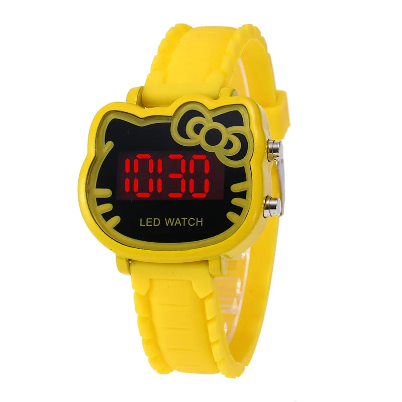 Kids Watches Children's Fashion Watch Girl Cartoon Waterproof Cute KT Cat LED Glowing Child Student Girl Electronic Watch