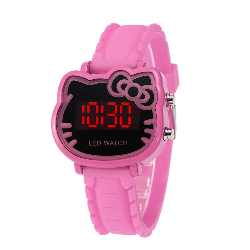 Kids Watches Children's Fashion Watch Girl Cartoon Waterproof Cute KT Cat LED Glowing Child Student Girl Electronic Watch