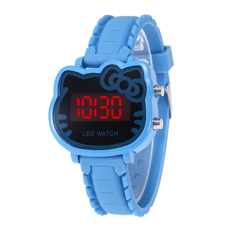 Kids Watches Children's Fashion Watch Girl Cartoon Waterproof Cute KT Cat LED Glowing Child Student Girl Electronic Watch