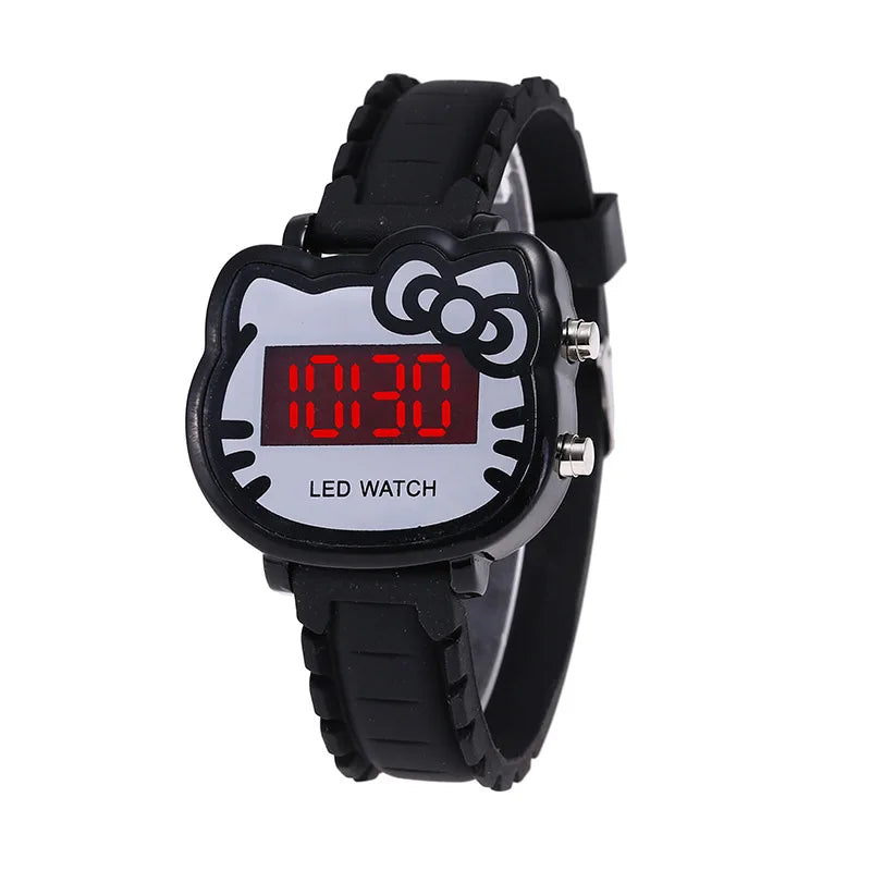 Kids Watches Children's Fashion Watch Girl Cartoon Waterproof Cute KT Cat LED Glowing Child Student Girl Electronic Watch