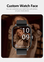 Smart watch with full touch screen, call, message reminder, music control and other functions, compatible with iPhone/android mo