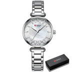 Watches for Women Luxury Brand CURREN Elegant Thin Quartz Wristwatch with Stainless Steel Simple Female Clock