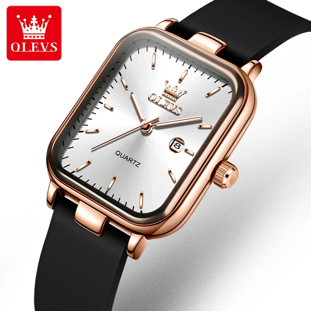OLEVS 7089 Quartz Wristwatches Gift Box Set Women's Watches Fashion Strap Strap Waterproof Auto Date Simple Elegant Ladies Watch
