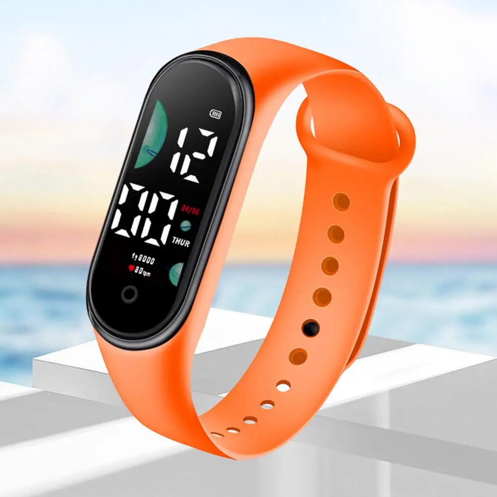 Kids Electronic Watch Sports Waterproof Wrist Watch Large Font Screen LED Display Luminous Auto Date Full Calendar Digital Watch