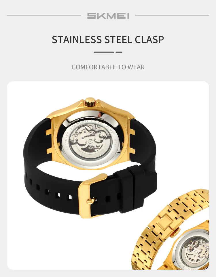 SKMEI M036 Movement Mens Casual Alloy Watches Movement Waterproof Mens Wristwatches Week Display Male Clock Luxury Mechanical