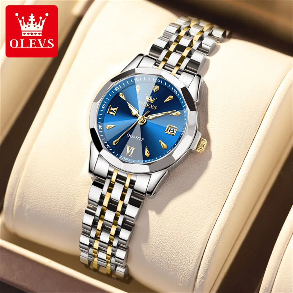 OLEVS 9998 Couple Watch Luxury Men Women Quartz Watch Dual Calendar Clock Waterproof Men's Women's Dating Couple Watch Set Gift