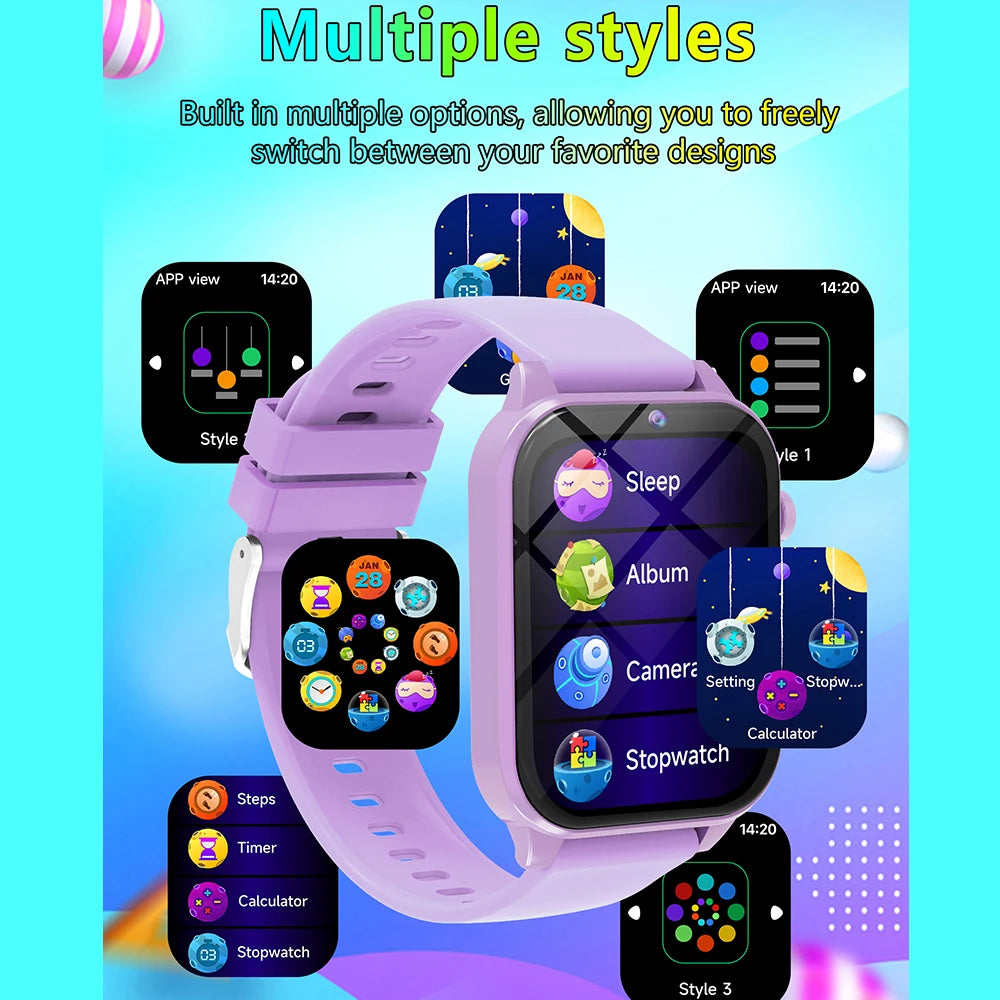 Kids Smart Watch 1.83" HD Screen Built-in 18 Games HD Camera Flashlight Sleep Monitor Alarm Clock Children Gift for Boys & Girls