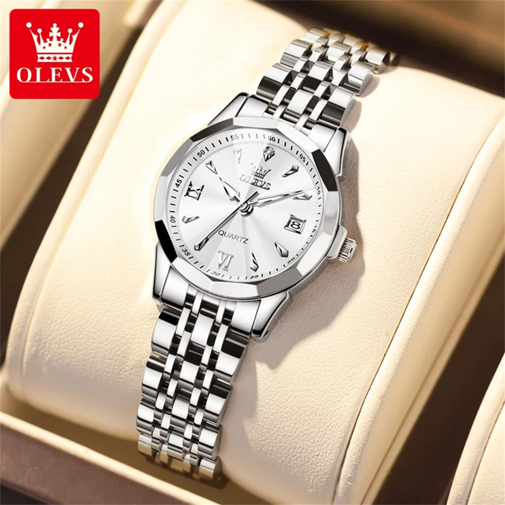 OLEVS 9998 Couple Watch Luxury Men Women Quartz Watch Dual Calendar Clock Waterproof Men's Women's Dating Couple Watch Set Gift