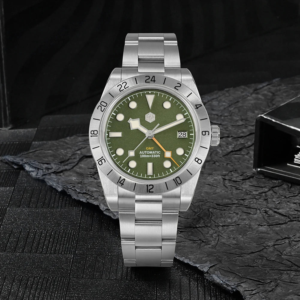 San Martin 39mm Luxury Couple Watches NH34 GMT 316L Stainless Steel Automatic Mechanical Men Watch Gift for boyfriend Sapphire