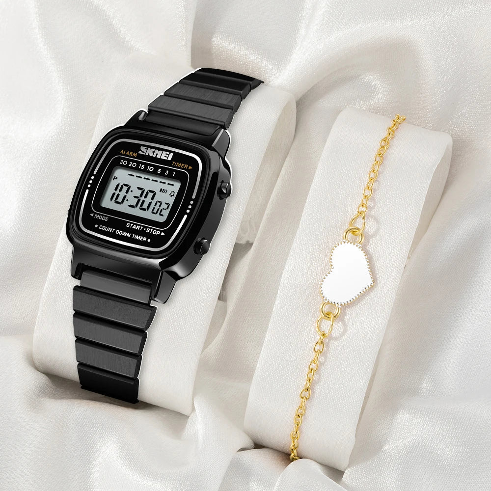 SKMEI Women Sports Watch Top Brands Luxury Waterproof Ladies Watches Small Dial Digital Wristwatch and Bracelet Relogio Feminino