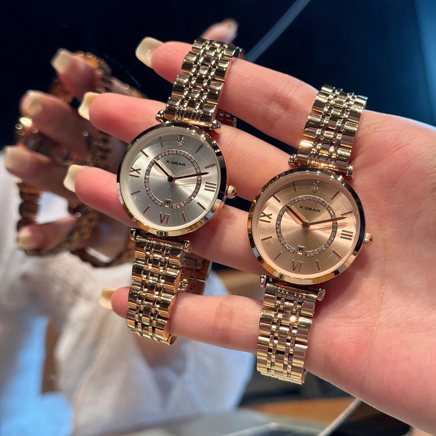 Fashion Couple Watches Stainless Steel Strap Analog Quartz Wristwatches His & Hers Matching Timepieces for Couples