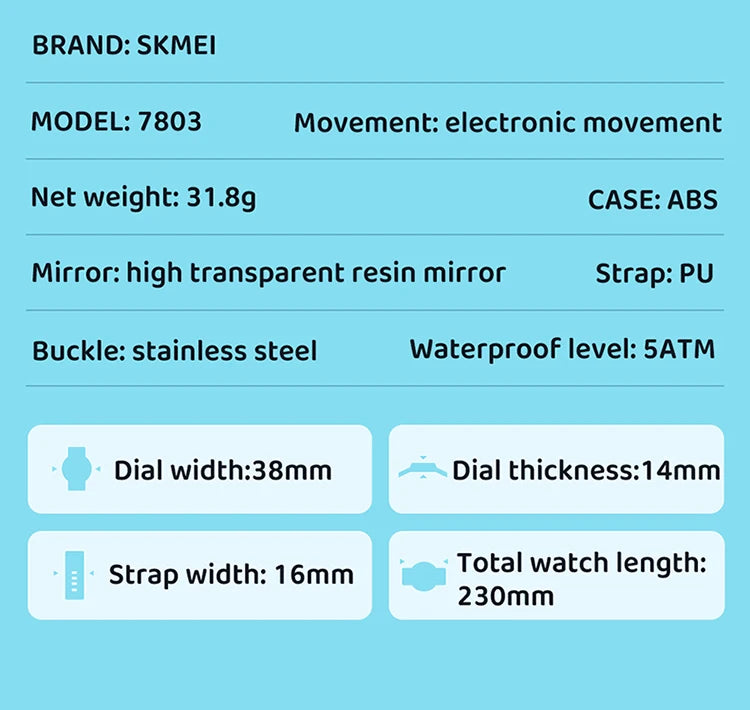 SKMEI Wristwatch For Boys Girl 5Bar Waterproof Kidss Children's Watch Luminous Display Sports Electronics Watch Relogio Infantil