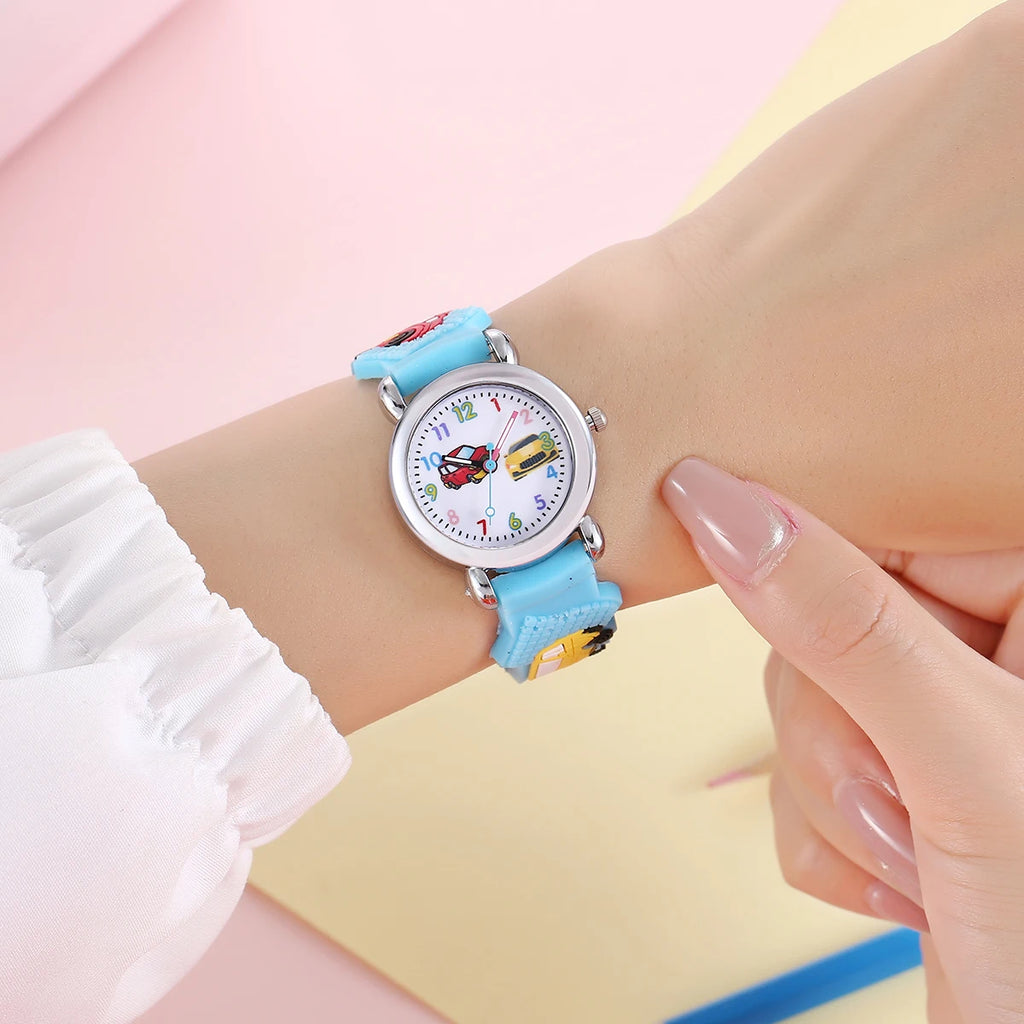 Kids Cartoon Car Watch | Colorful Digital Quartz Watch with Soft Strap | School Student Gift for Boys & Girls
