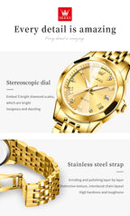 OLEVS 9931 Watch For Men Women Roman Scale Quartz Couple Watch Rhombus Mirror Auto Date Wristwatch Luxury Waterproof Hand Clock