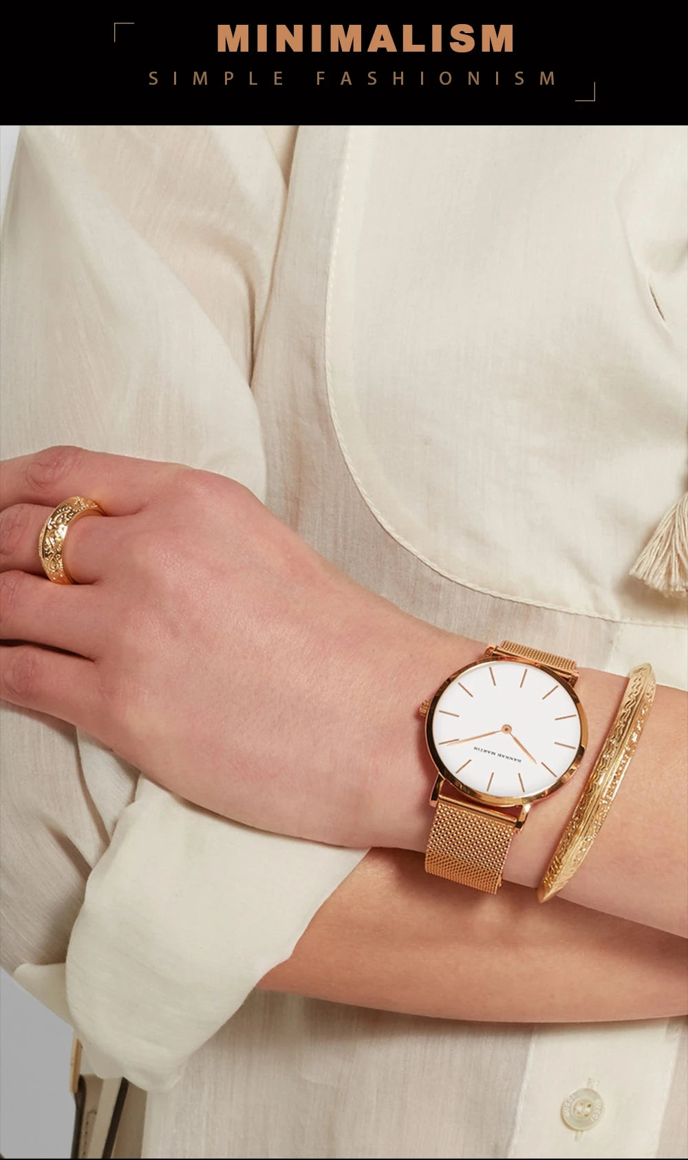 Women Watch Top Brand Dropshipping Japan Quartz Movement 36mm Rose Gold Waterproof Fashionable Nordic Minimalist Ladies Watches