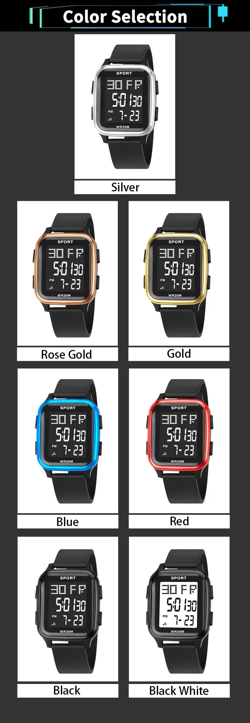 Sports Watches for Men Waterproof Multifunction Electronic Watch Ultra-thin Men's LED Digital Wristwatch for Man Student Gift