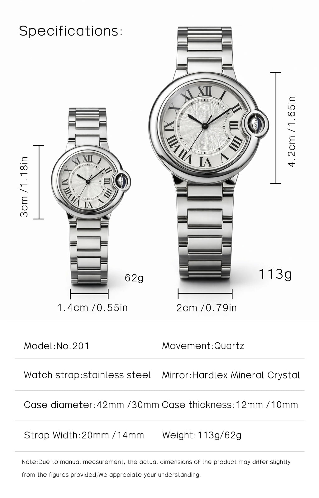 Couple Quartz Watches for Men Women Stainless Steel Roman Numeral Dial Wristwatch Waterproof Matching Watch Set with Gift Box
