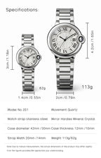 Couple Quartz Watches for Men Women Stainless Steel Roman Numeral Dial Wristwatch Waterproof Matching Watch Set with Gift Box