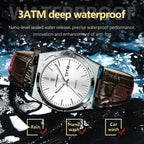 POEDAGAR Top Fashion Casual Men Watch Waterproof Luminous Date Week Man Wristwatch Outdoor Leather Business Men's Quartz Watches