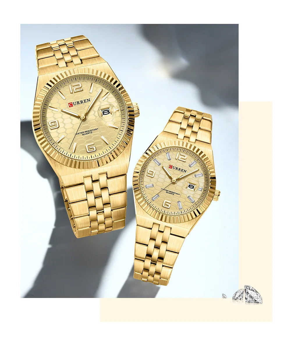 CURREN Couple Watches Waterproof Luminous Wristwatch for Lover Date Men‘s and Women's Wristwatch Simple Fashion