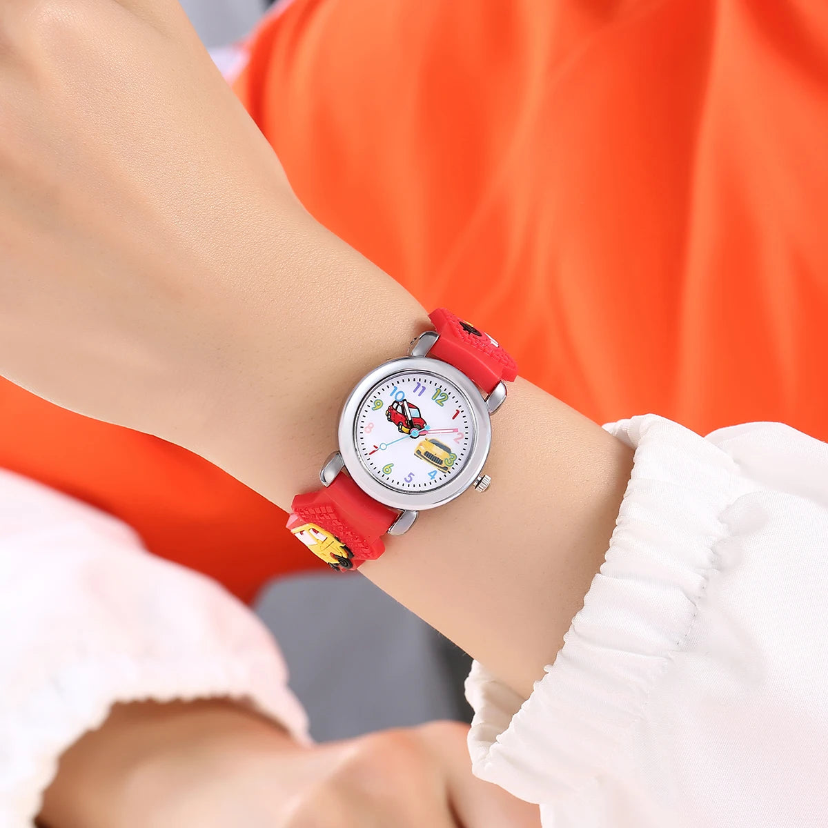 Kids Cartoon Car Watch | Colorful Digital Quartz Watch with Soft Strap | School Student Gift for Boys & Girls