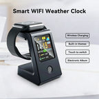 Smart WiFi Weather Clock, Featuring Wireless Charging for Watches, Digital Table Clock, Real-Time Weather Display, Touch Control