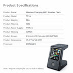 Smart WiFi Weather Clock, Featuring Wireless Charging for Watches, Digital Table Clock, Real-Time Weather Display, Touch Control