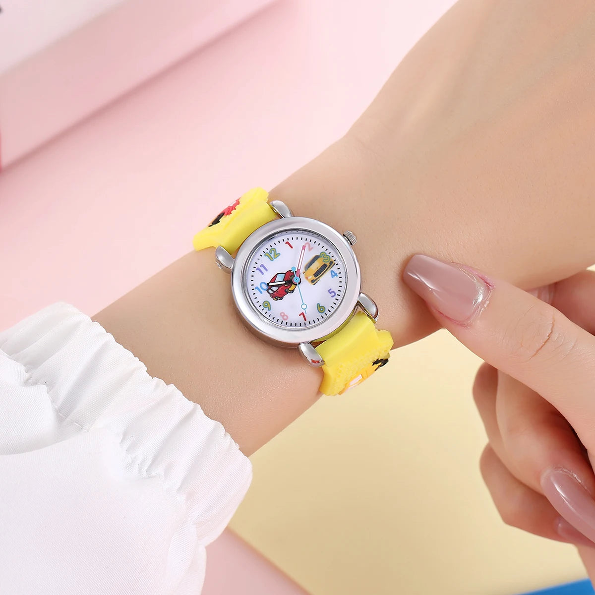 Kids Cartoon Car Watch | Colorful Digital Quartz Watch with Soft Strap | School Student Gift for Boys & Girls