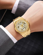 SKMEI M036 Movement Mens Casual Alloy Watches Movement Waterproof Mens Wristwatches Week Display Male Clock Luxury Mechanical
