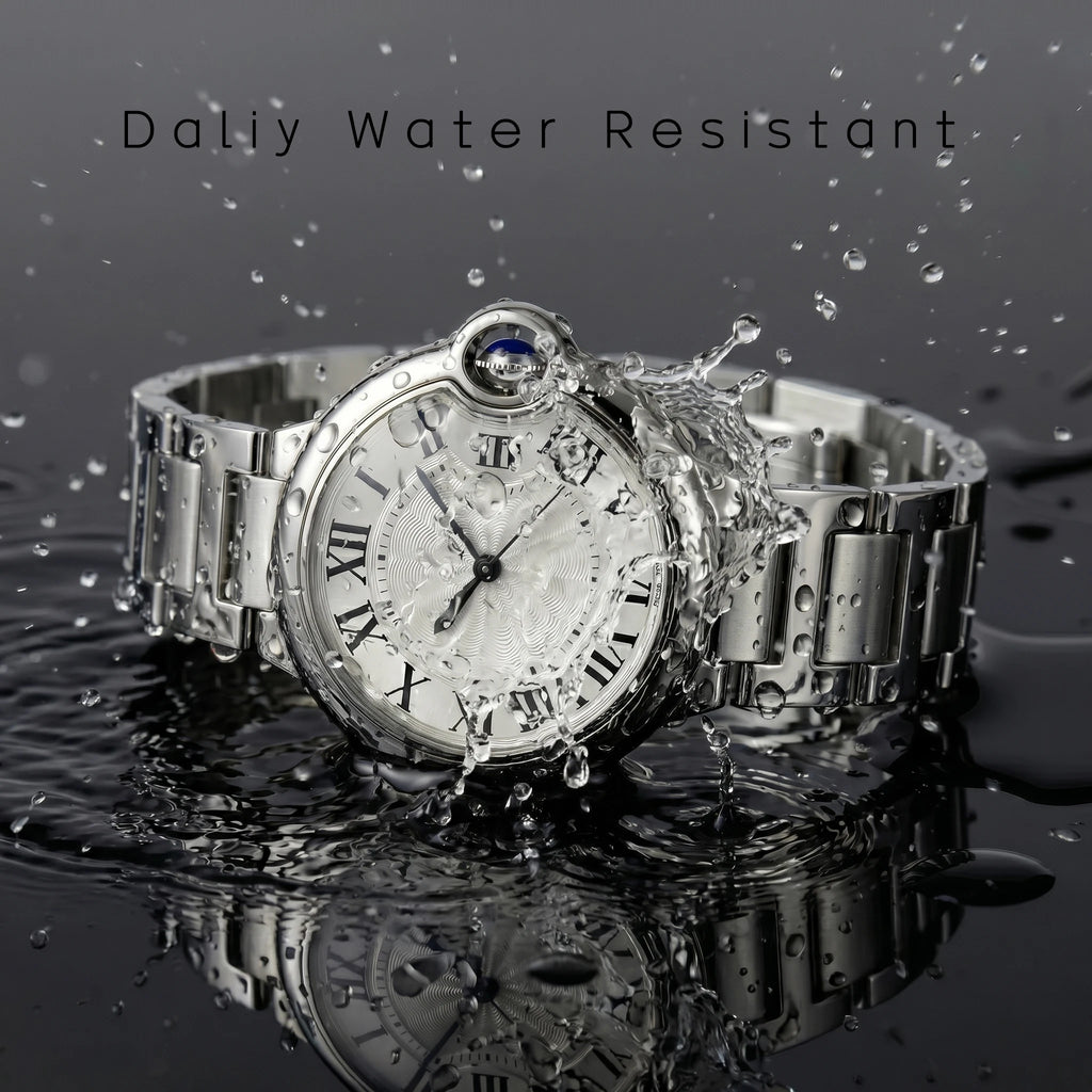 Couple Quartz Watches for Men Women Stainless Steel Roman Numeral Dial Wristwatch Waterproof Matching Watch Set with Gift Box