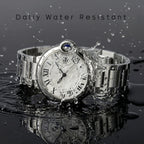 Couple Quartz Watches for Men Women Stainless Steel Roman Numeral Dial Wristwatch Waterproof Matching Watch Set with Gift Box