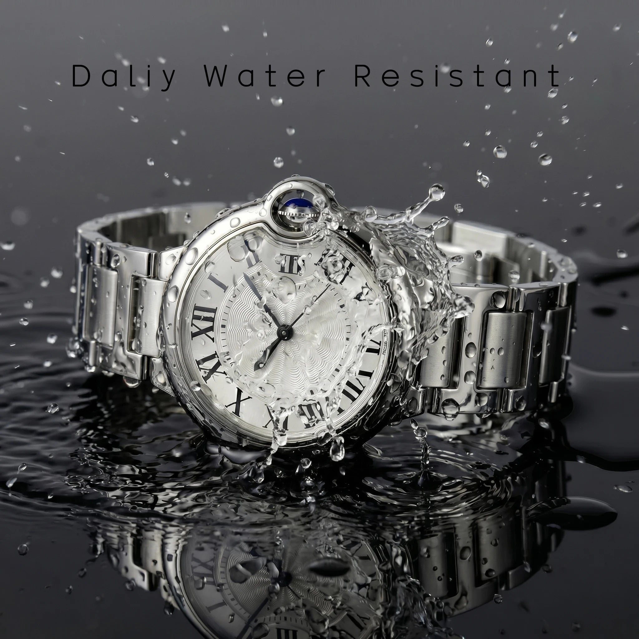 Couple Quartz Watches for Men Women Stainless Steel Roman Numeral Dial Wristwatch Waterproof Matching Watch Set with Gift Box