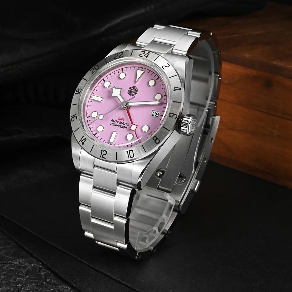 San Martin 39mm Luxury Couple Watches NH34 GMT 316L Stainless Steel Automatic Mechanical Men Watch Gift for boyfriend Sapphire