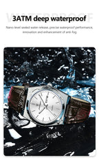 POEDAGAR Top Fashion Casual Men Watch Waterproof Luminous Date Week Man Wristwatch Outdoor Leather Business Men's Quartz Watches