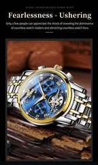OLEVS 6607 Fully Automaitc Watches Stainless Steel Skeleton Flywheel Dual Calendar Top Luxury Brand Men's Mechanical Wristwatch