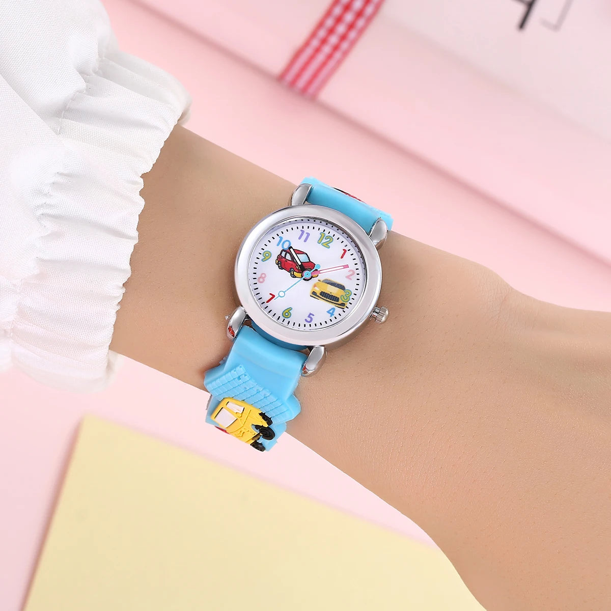Kids Cartoon Car Watch | Colorful Digital Quartz Watch with Soft Strap | School Student Gift for Boys & Girls