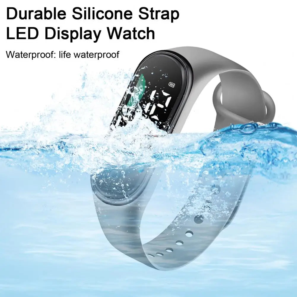 Kids Electronic Watch Sports Waterproof Wrist Watch Large Font Screen LED Display Luminous Auto Date Full Calendar Digital Watch