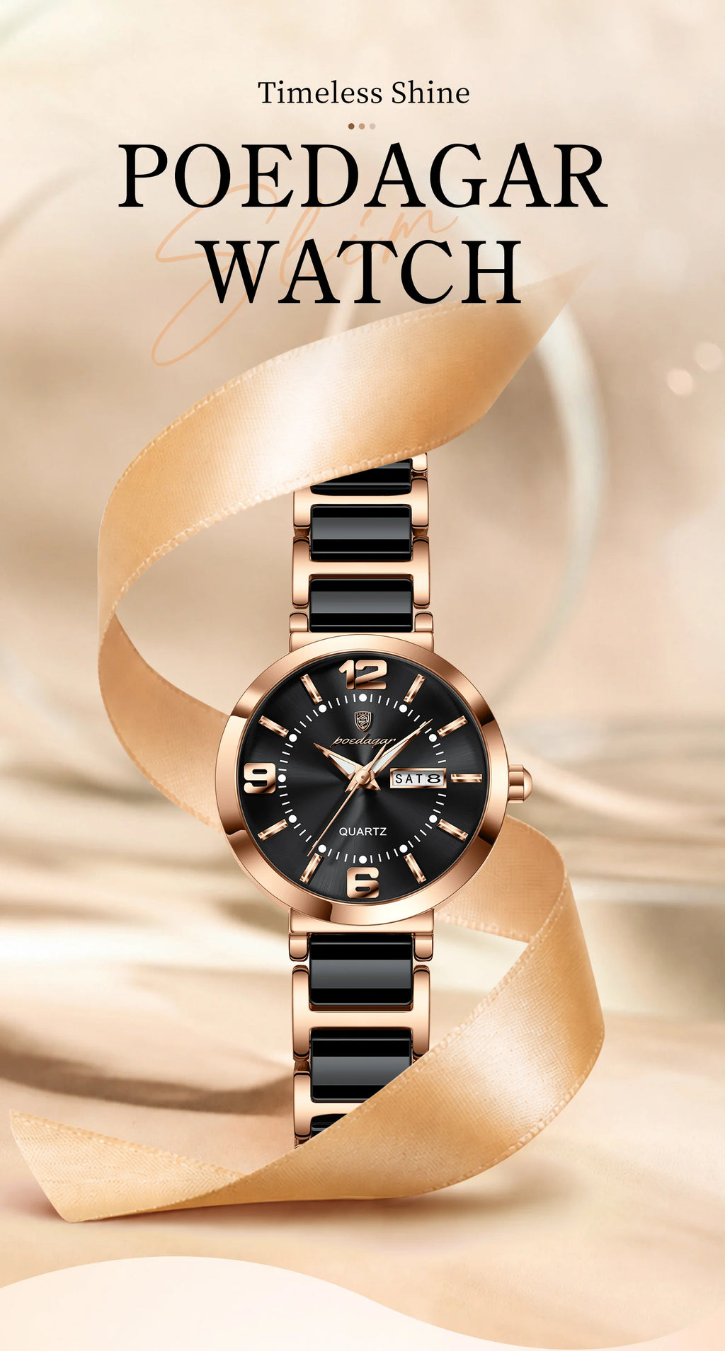POEDAGAR Top Fashion Elegant Watch For Woman Week Date High Quality Waterproof Ladies Quartz Watch Stainless Steel Women Watches