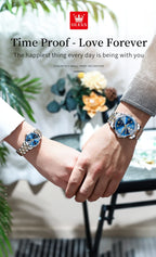 OLEVS 9998 Couple Watch Luxury Men Women Quartz Watch Dual Calendar Clock Waterproof Men's Women's Dating Couple Watch Set Gift