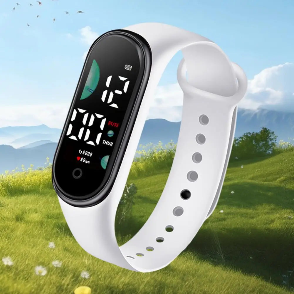 Kids Electronic Watch Sports Waterproof Wrist Watch Large Font Screen LED Display Luminous Auto Date Full Calendar Digital Watch