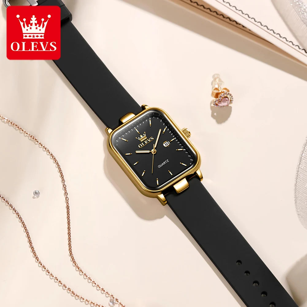 OLEVS 7089 Quartz Wristwatches Gift Box Set Women's Watches Fashion Strap Strap Waterproof Auto Date Simple Elegant Ladies Watch