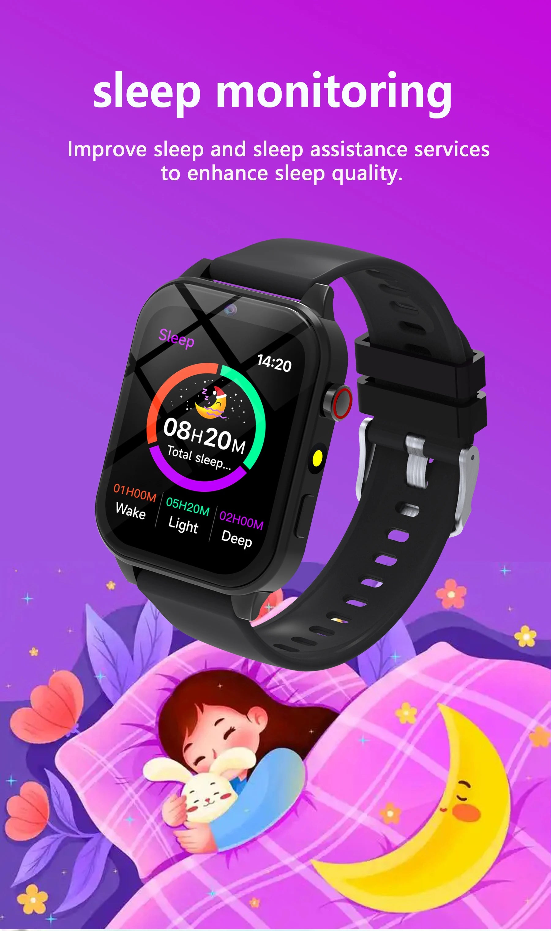 Kids Smart Watch 1.83" HD Screen Built-in 18 Games HD Camera Flashlight Sleep Monitor Alarm Clock Children Gift for Boys & Girls