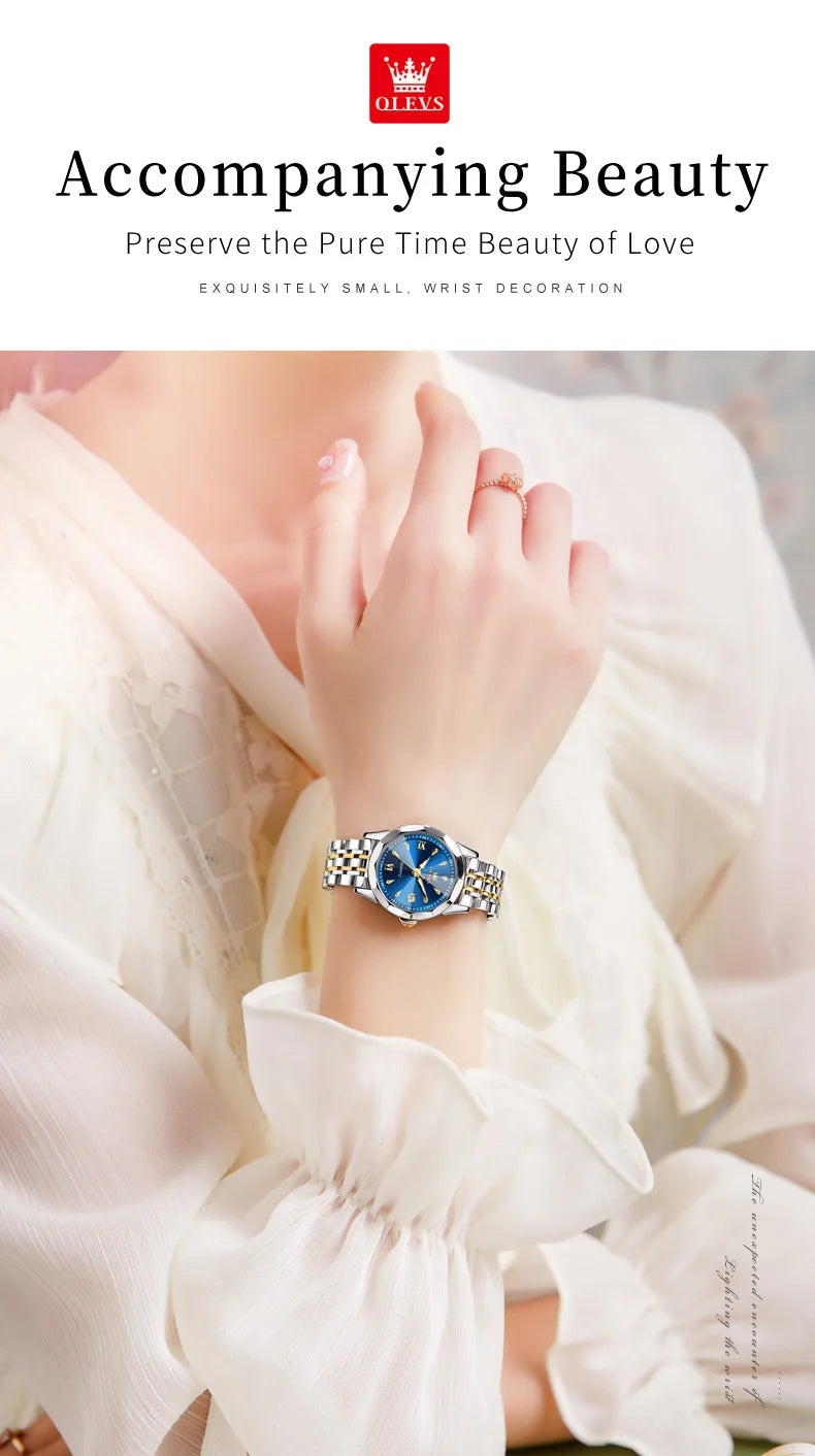 OLEVS 9998 Couple Watch Luxury Men Women Quartz Watch Dual Calendar Clock Waterproof Men's Women's Dating Couple Watch Set Gift